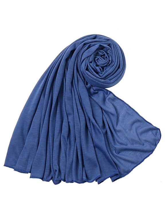 2026 Hijab Scarf for Women Soft Cotton Muslim Jersey Hijab Head Wrap Scarves Fashion Long Scarf Shawls Blue