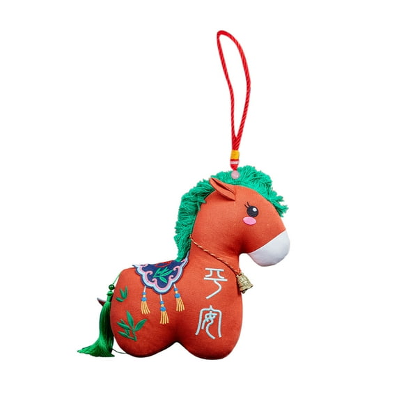 2026 Horse New Year 4.72" Orange Plush Mascot Horse Statue Tabletop Ornament for Chinese New Year Spring Festival Zodiac Gift Blessing Souvenir Home Office Store Restaurant Tabletop Decors