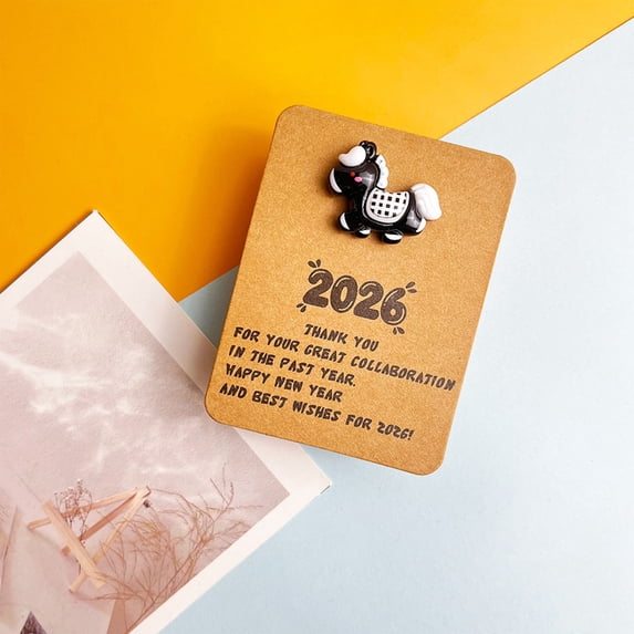 2026 Horse Year Resin Pocket Card,Festival Employee Appreciation Encouragement Gift With Handwritten Space and Compact Durable Design,Ideal Message and Keepsake Card for Office Friends Family-White