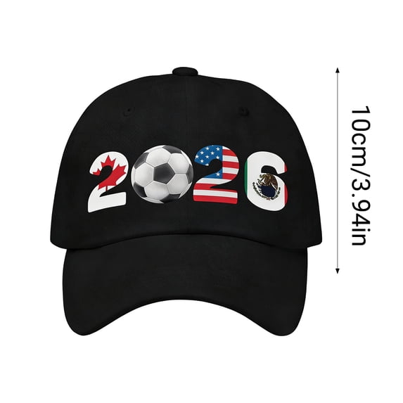 2026 Host Soccer Cap - Soft Washed Fabric, Adjustable Fit, Sun Protection, Support Canada USA Mexico Football Fans