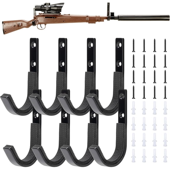 2026 Best Heavy Duty Steel Wall Mount Gun Hook with Soft Padding, Horizontal Storage Rack for Rifles, Shotguns, Bows & Swords