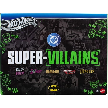 Hot Wheels Silver Series Super-Villains Diecast Car (Project Speeder, Aristo Rat, Solid Muscle, 70's Van & Tail Dragger)