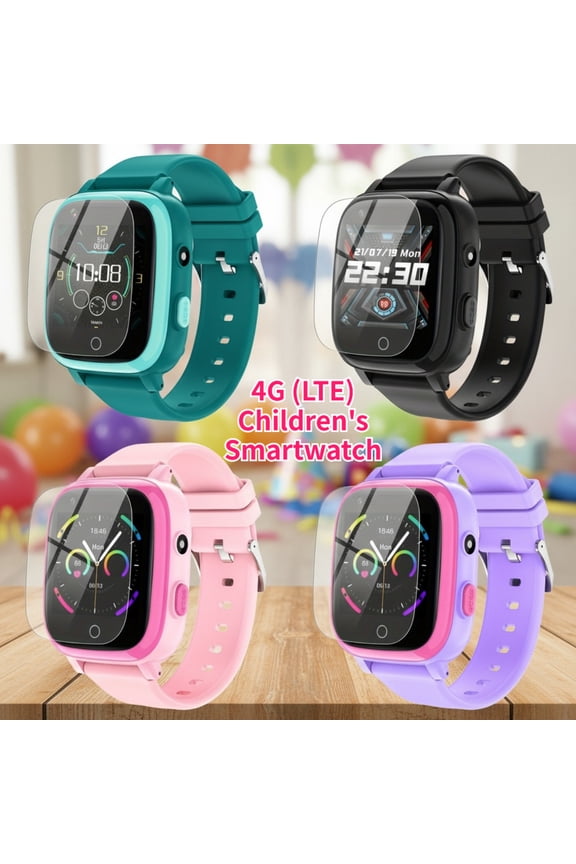 2026 Hottest 4G LTE Kids Smart Watch, Video & Voice Call, Face Unlock, Music/Video Player, Learning Apps & Mini Games, with Lanyard & Tempered Gla
