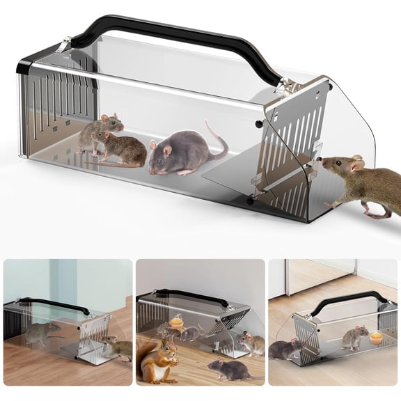 2026 Humane Mouse Trap Indoor Animal Humane Live Cage Trap,Sensitive Pedal Trigger,Extended Transparent Humanes Rat Trap Outdoor,Easy to Catch&Release Live Animal Trap for Rodent,Mole,Vole,Mice,Shrew