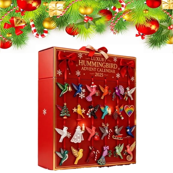 2026 Hummingbird Advent Calendar, Acrylic 2D 24 Days Decorations, Christmas Festive Countdown Decor For Nature Lovers, Xmas Party Favors
