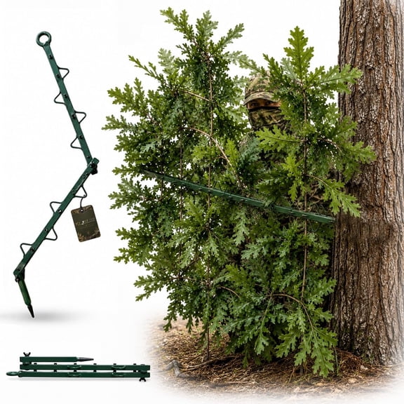 2026 Hunting Concealment Branch-Screening Stand, Multi-Hook Camouflage Blind Holder, Adjustable Portable Camo Cover Tree Stand Blind Kit for Deer Turkey Hunting, Outdoor Hunt Accessories