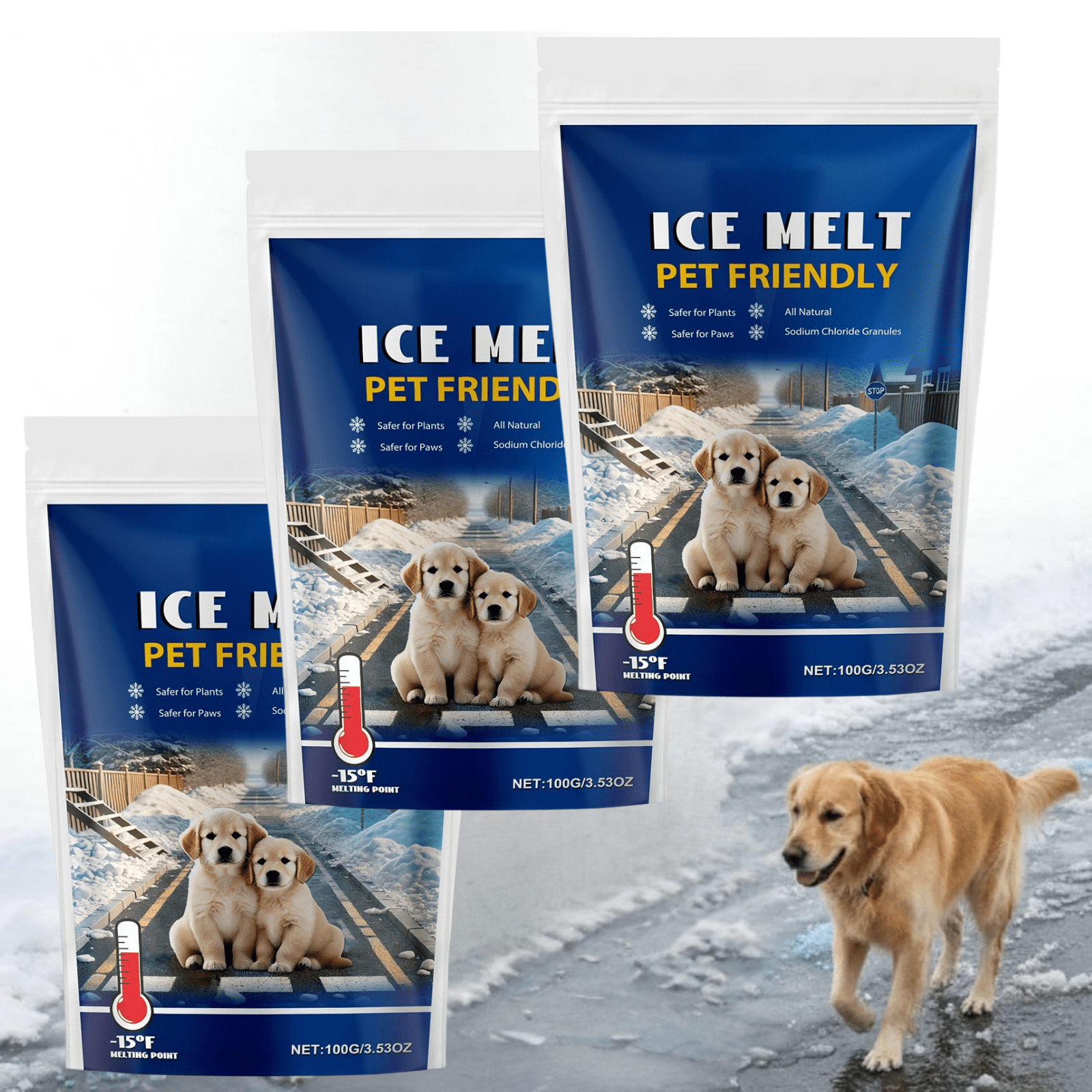 Ice Tea Pelets 2026 Ice & Snow Melt - Fast Acting Granular Rock Salt for Driveways ...