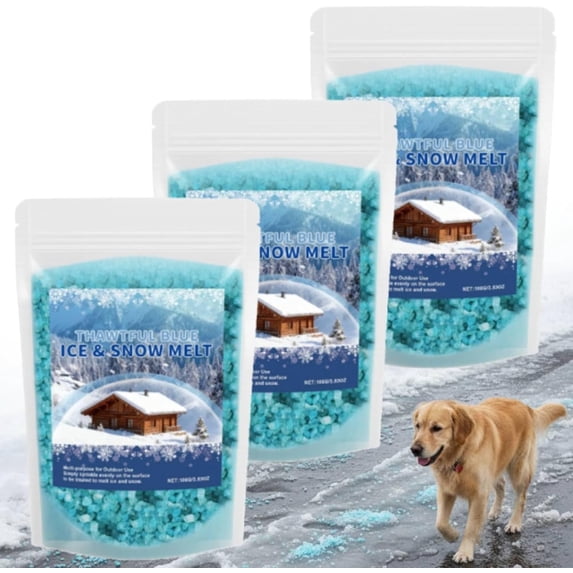 2026 Ice & Snow Melt,Melts Ic-e Down to -16°c (3°f),2026 New Effective Winter Deicer for Cold Temperatures,Resealable (3Pack - LI)