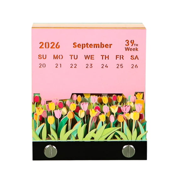 2026 Illuminated Fan Desk Calendar with Detachable Weekly Pages & LED Accent for Modern Office Organization