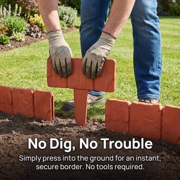2026 Imitation Stone Garden Fence, Flexible Interlocking Plastic Retaining Fence Bendable Straight Curved Layout for Courtyard Vegetable Garden Farm Edge Decor,10 PC One Size