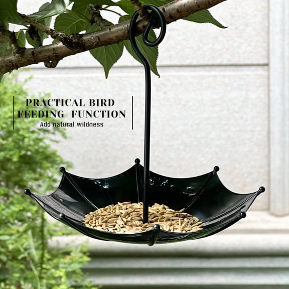 2026 Inverted Umbrella Hanging Bird Feeder, Durable Alloy Wild Bird Seed Tray for Outdoor Garden Decor, Practical and Stylish Feeding Station, Black