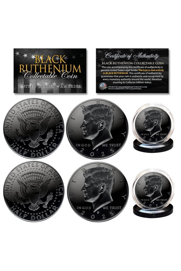 2025 JFK Half Dollars Black Ruthenium P&D Mint Set