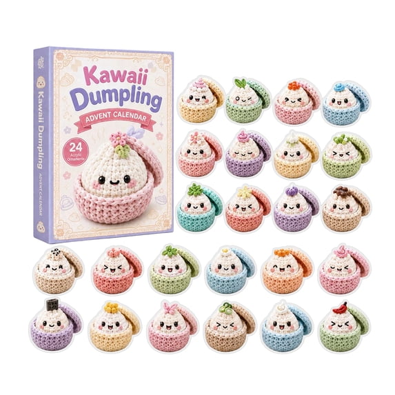 2026 Kawaii Dumpling Advent Calendar, Assorted Adorable Knitted‑Look Pastel Dumpling Character Acrylic Pendant Ornaments, Xmas Tree Hanging Decor, Holiday Countdown Present for Home Decoration