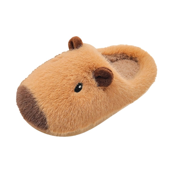 2026 Kids Capybara Animal Plush House Slippers, Boys Girls Cute Cartoon Fuzzy Open Back Indoor Slippers Warm Winter Home Footwear for Toddler to Big Kids 3-10.5 Years