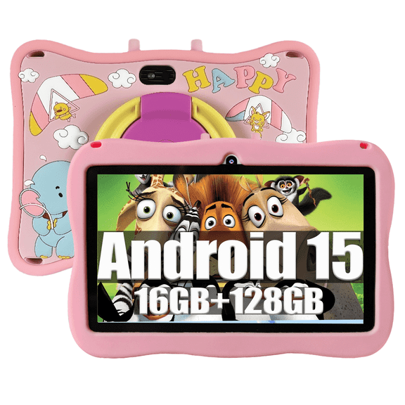 Kids Tablet,Android Toddler Tablet, 128GB Storage, Dual Camera, Shockproof Case, Parental Control Tablets Support