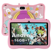 Kids Tablet,Android 13 Toddler Tablet, 128GB Storage, Dual Camera, Shockproof Case, Parental Control Tablets Support