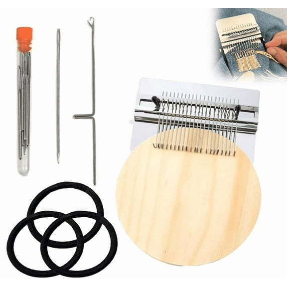 2026 Knit Patch Loom kit, Patch Maker Loom, Knitpatch Patchmaker Kit, Weave Darning Looms Knitting Machine, Wooden Yarn Knitting Tool for Mending Jeans Socks Clothes 28 Hooks