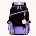thumbnail image 1 of Alikpop College Kpop Laptop Adjustable Zipper Polyester School Backpacks with 3 Pockets, Purple, 1 of 9