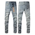 thumbnail image 1 of 2026 Ksubis Jeans brand Jeans  Men's Jeans Casual Comfort Holes Fashionable Straight Skinny Slim Fit Jeans, Ripped Stretch Jeans Denim Pants Menswear 3029 28-40, 1 of 8