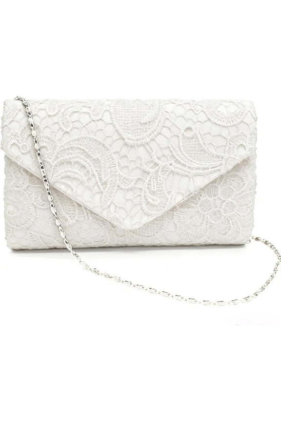 2026 Lace Embroidered Clutch Formal Purses for Women Elegant Evening Bags for Cocktail Prom Party Wedding(White) | Lace, Embroidered