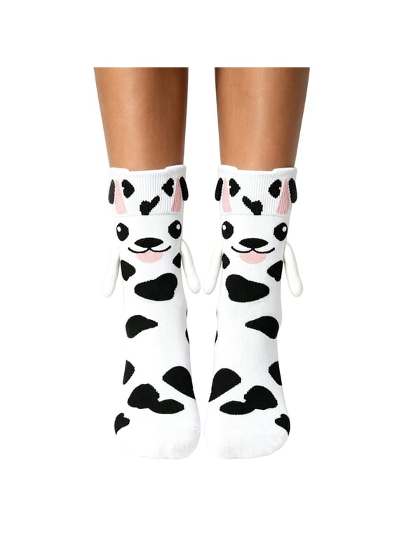 2026 Ladies Cute Dog Hand In Hand Socks Magnetic Handshake Funny Gift Socks For Halloween
