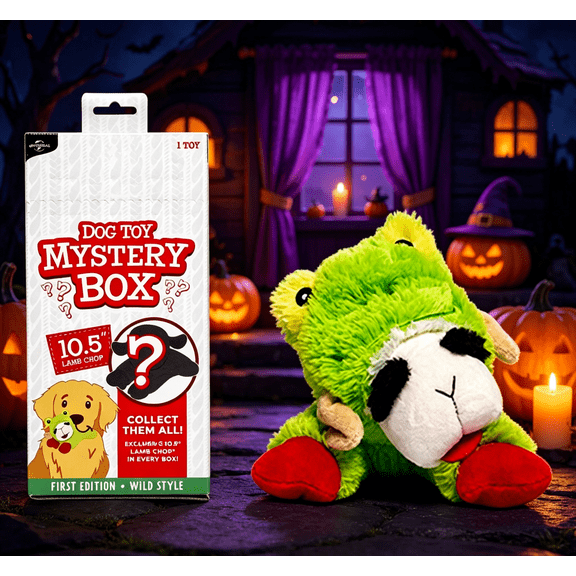 2026 Lamb Chop Plush Mystery Box, 10.5" Jumbo Lamb Chop Surprise Box Interactive Plush Toy Built in Squeaker for Interactive Bonding Play Blind Box, Assorted Cute Animal