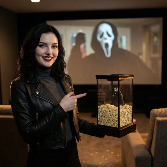 2026 Large Ghost Face Popcorn Bucket-Ghost Face Popcorn Bucket 1/7 Life-Sized Figure, Food Safe Plastic Material, Spooky Centerpiece for Movie Night