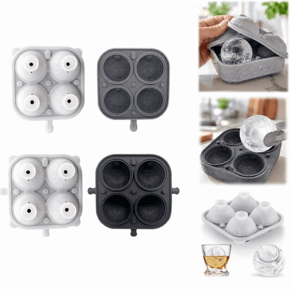 2026 Large Sphere Ice Mould Tray - 2.2" Silicone Ball Ice Maker for Whiskey, Cocktails, Bars Grey-1pcs