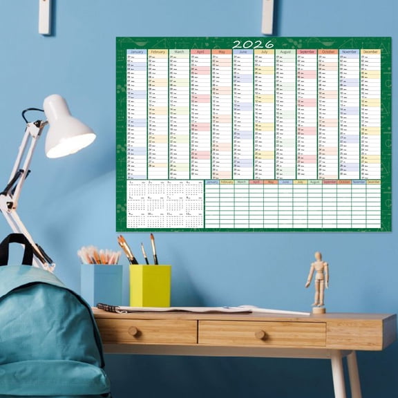2026 Large Wall Calendar | 12 Month Yearly Planner, Big Writeable Surface, Thick Paper Prevents Bleed | Bonus Color Stickers, Easy Planning, 74.2x52.5cm, Hangable Office Organizer