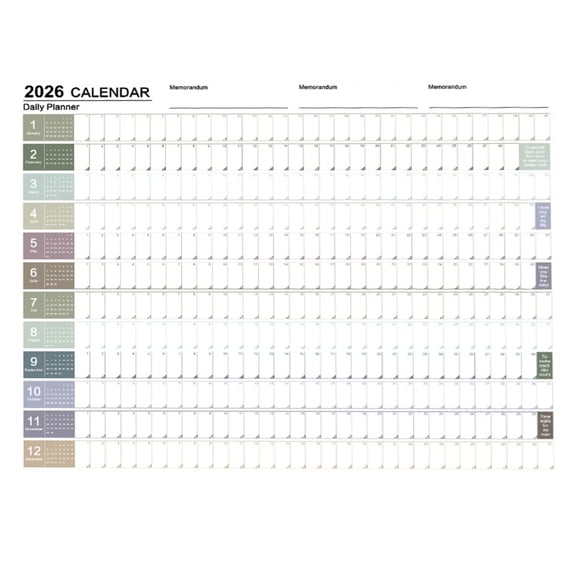 2026 Large Wall Calendar Daily Planner Yearly Organizer Laminated Surface with Monthly Sections for Office Home School