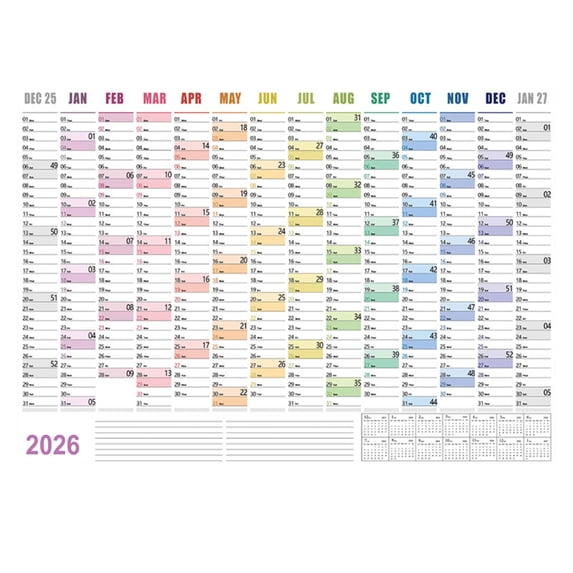 2026 Large Wall Calendar Daily Planner Yearly Organizer Laminated Surface with Monthly Sections for Office Home School