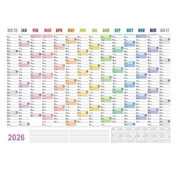 2026 Large Wall Calendar Daily Planner Yearly Organizer Laminated Surface with Monthly Sections for Office Home School