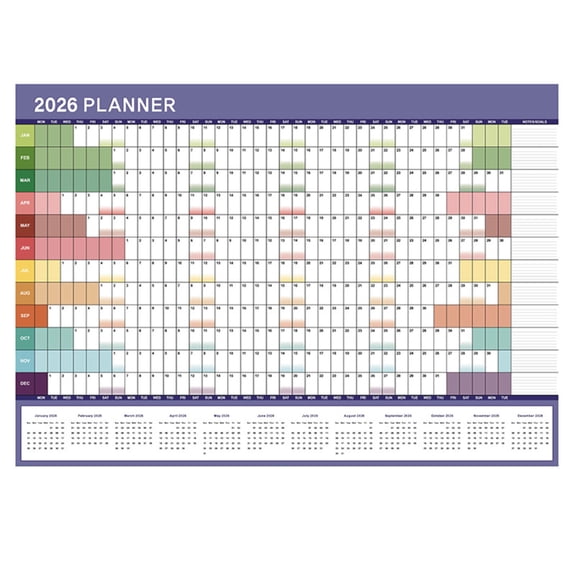 2026 Large Wall Calendar Daily Planner Yearly Organizer Laminated Surface with Monthly Sections for Office Home School