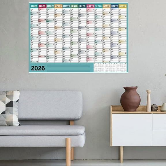 2026 Large Yearly Wall Calendar, Big 12 Month Academic Planner, 2026 Hanging Calendar With Stickers, Jumbo Wall Schedule Organizer, At-A-Glance Date Planner