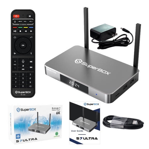 2026  Lastest S7 Ultra Superbox for Smart TV Fully Loaded,  4G+128G Super Box S7ultra with Wireless Voice Remote, 1000M Ethernet Port, 7-day Time Shift for Sports Events