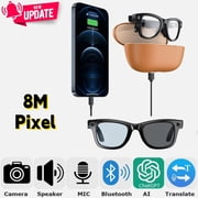 2026 Latest AI Smart Glasses with Charging Case,8MP HD Camera Glasses Support Video Recording,ChatGPT Photos Recognition,Q&A,Real Translation,Bluetooth Earphone CallPhotochromic Lenses