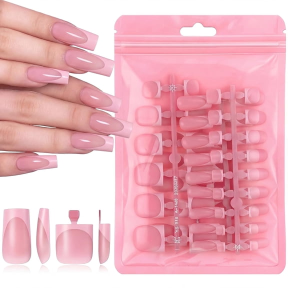 2026 Latest Design 60Pcs Medium Square Pink French Tip Press On Toenails, Full Cover Acrylic Glue On Fake Nails, DIY Pedicure Decor for Women Daily & Party Nail Art