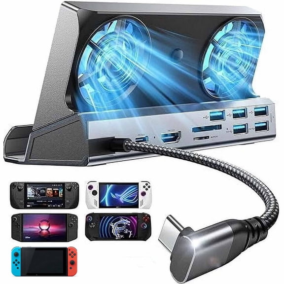 2026 Latest Docking Station for Nintendo Switch 2 & Steam Deck OLED & ROG Ally X, Portable TV Dock Station with Dual Cooling Fan, 4K@60Hz 100W Charging Port, Gigabit Ethernet Fit and 5 USB Ports