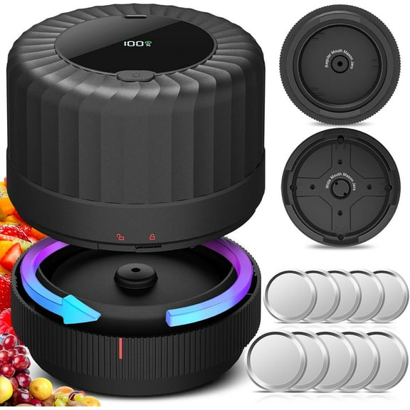 2026 Latest Electric Mason Jar Vacuum Sealer Kit for Jars with Wide and Regular Mouth Canning Lids