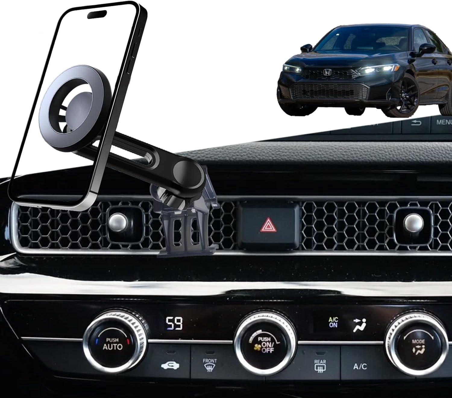 2026 Latest Extension arm for Honda Civic Magnetic Phone Mount Adjustable & Custom Fit 360° Rotation One-Hand Operation 11th Civic Phone Holder 2022-2026 Civic Accessories