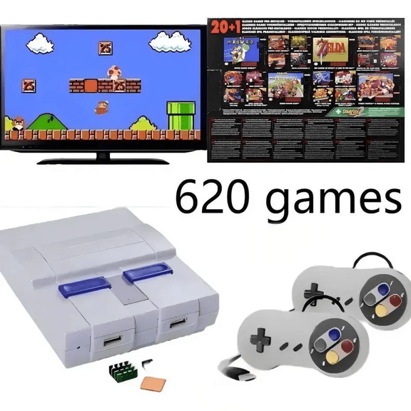 2026 Latest Retro Machines Built-in 620 Classic Plays, 8-Bit Video System for Adults and Kids, Includes 2 Controllers - Rediscover the Joy of Retro Handheld H16