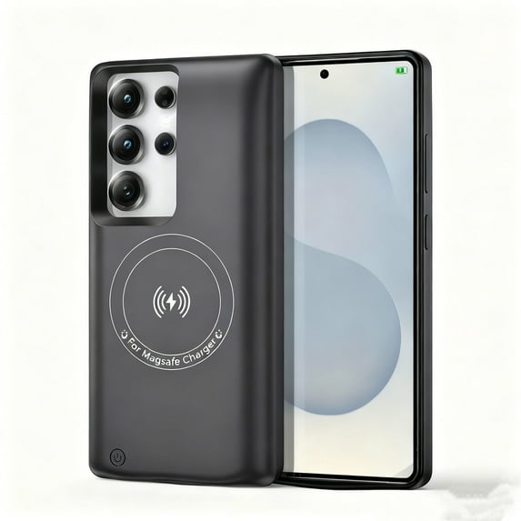 2026 Latest Upgrade Battery Case for Samsung Galaxy S24 Plus,10000mAh Portable Power Bank with Battery Level Display,USB C Fast Charging(With Wireless Charger)