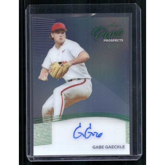2026 Leaf Pure Prospects Gabe Gaeckle #PP-GG1 Auto Serial /10 Baseball Card Arkansas Razorbacks NCAA Autographed Baseball Trading Card