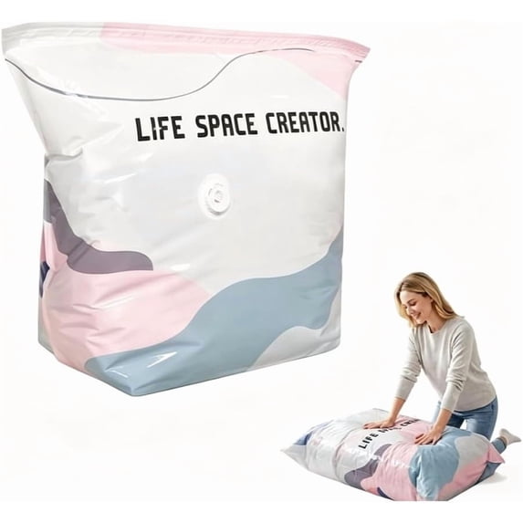 2026 Life Space Creator Storage Bags 80% Compression Extra Large Capacity 3D Roll up Vacuum Bags No Pump Needed Seal Bags for Comforters Clothes Blankets Jumbo Bedding Packing Cubes Travel (A*1)