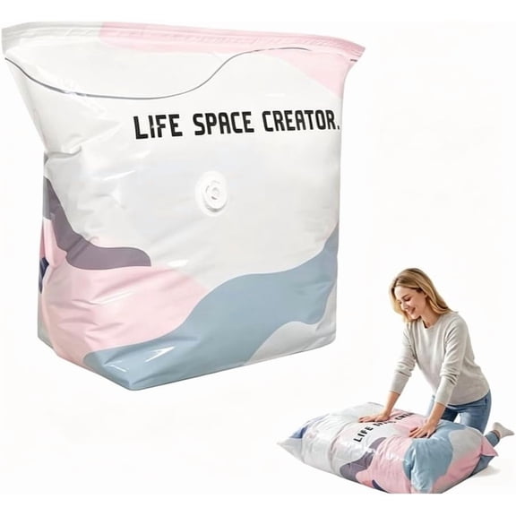 2026 Life Space Creator Storage Bags 80% Compression Extra Large Capacity 3D Roll up Vacuum Bags No Pump Needed Seal Bags for Comforters Clothes Blankets Jumbo Bedding Packing Cubes Travel (A*1)
