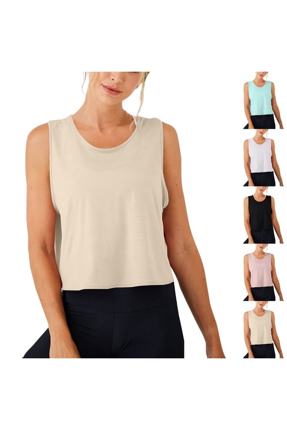 2026 Lightweight Crew Neck Workout Gym Tanks Tops, Sleeveless Running Athletic Loose Fit Yoga Tops Active Shirts