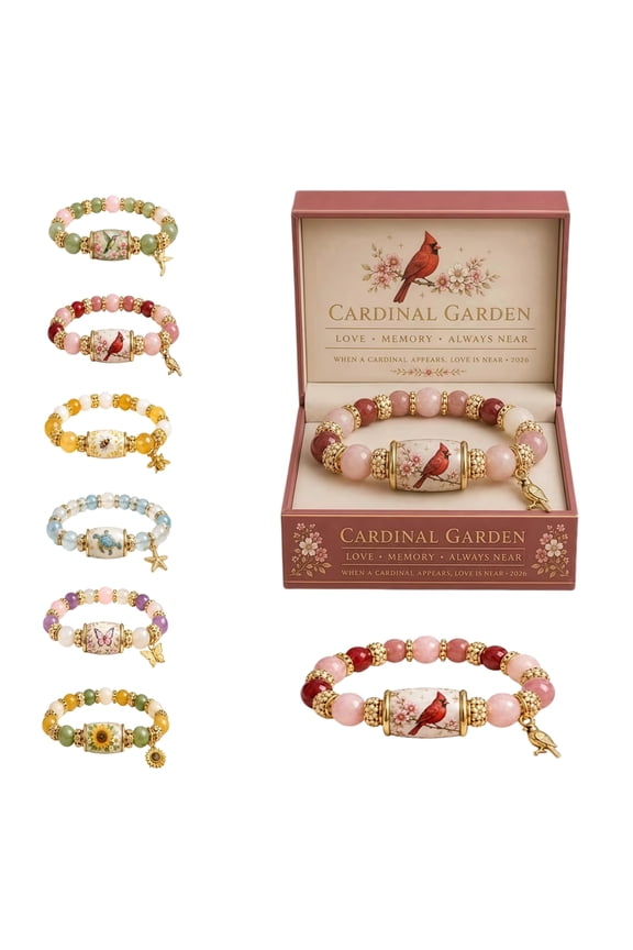 2026 Limited Cardinal Garden Beaded Bracelet, Natural Healing Stone Spiritual Chakra Memory Blessing Bracelet Gift for Women