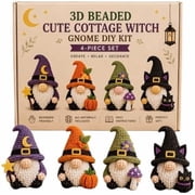 2026 Limited Edition 3D Beaded Gnome DIY Kit, 4 Gnome Designs 3D Beaded DIY Kit for Beginner Cute Cottage Witch GNOME