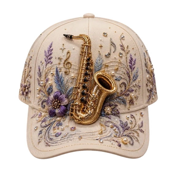 2026 Limited Edition 3D Musical Instrument Embroidered Cap, Adjustable Cotton Baseball Cap Hat