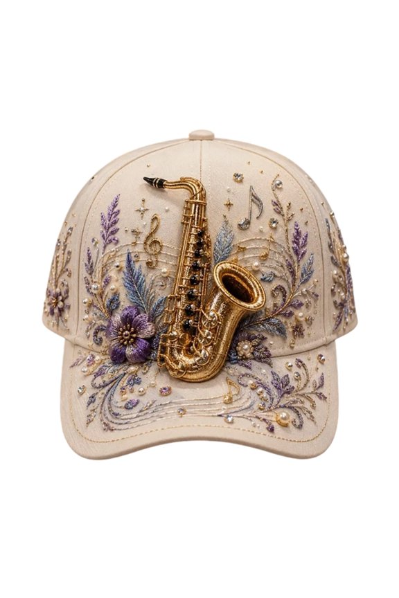 2026 Limited Edition 3D Musical Instrument Embroidered Cap, Adjustable Cotton Baseball Cap Hat